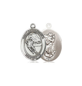 Bliss St Christopher Hockey Medal - Sterling Silver, Oval Patron Series