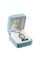 HMH Miraculous Medal (Sterling Silver) with Jet Cubic Zirconia CZ on 18" Chain