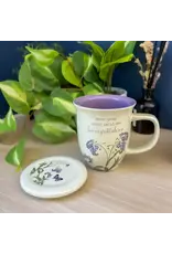 Abbey & CA Gift Mug with Coaster - To Everything a Season (Purple Floral, Butterflies)