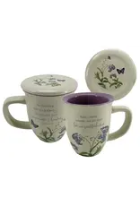 Abbey & CA Gift Mug with Coaster - To Everything a Season (Purple Floral, Butterflies)