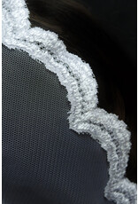 Veils by Lily First Communion Veil - Lucy, Cascading Tulle Lace Mantilla (White)