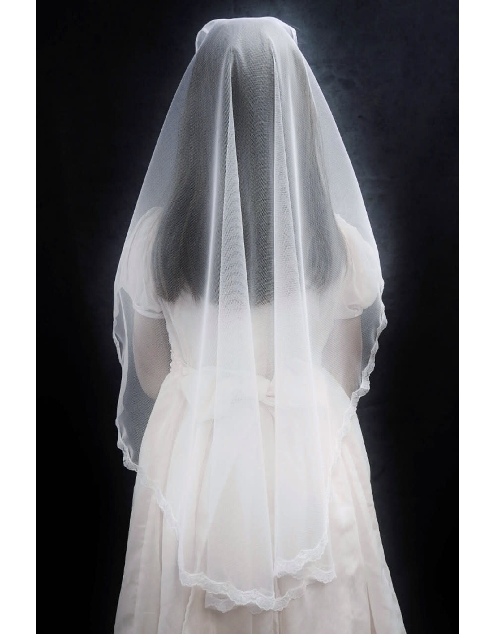 Veils by Lily First Communion Veil - Lucy, Cascading Tulle Lace Mantilla (White)