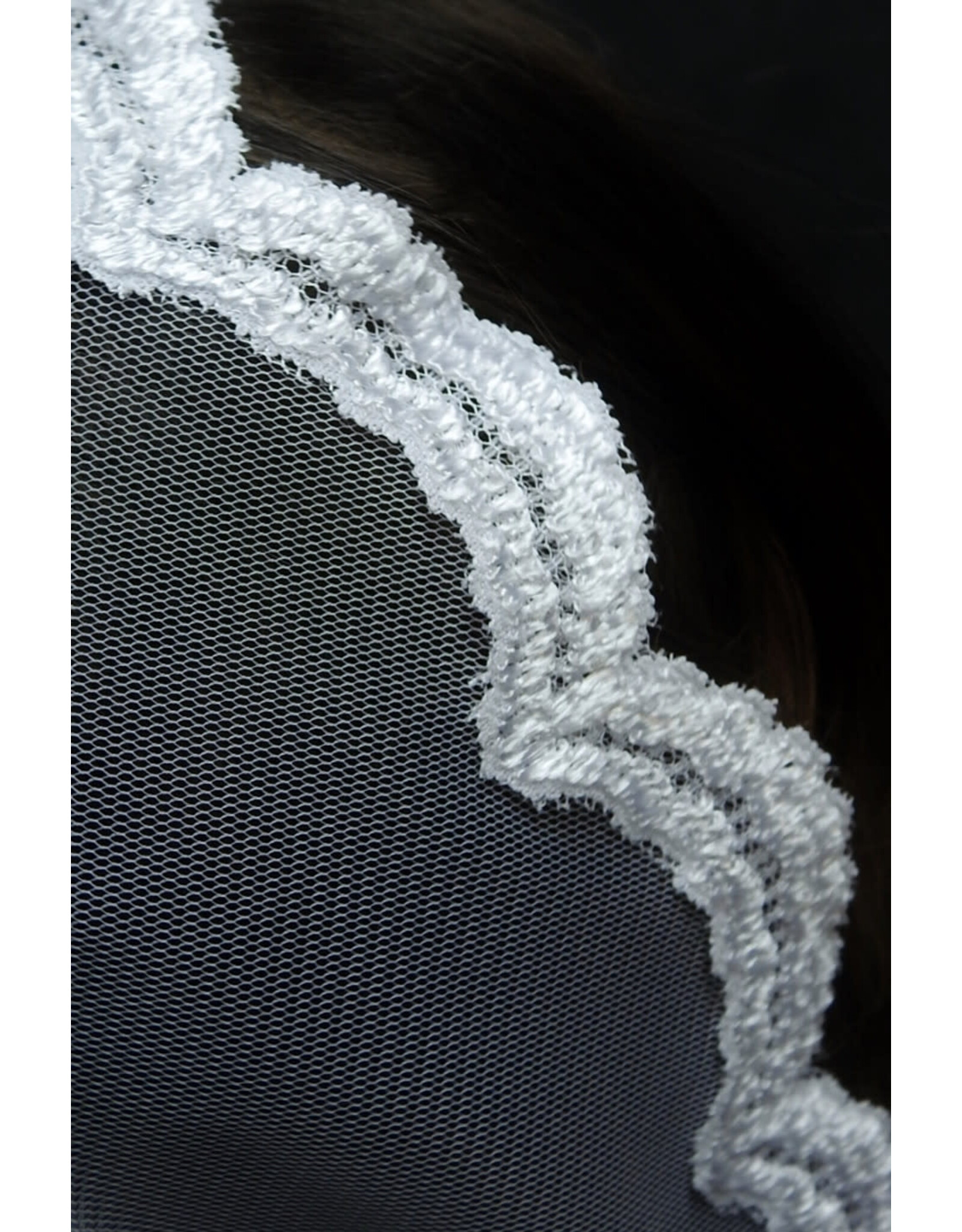 Veils by Lily First Communion Veil - Lucy, Cascading Tulle Lace Mantilla (White)