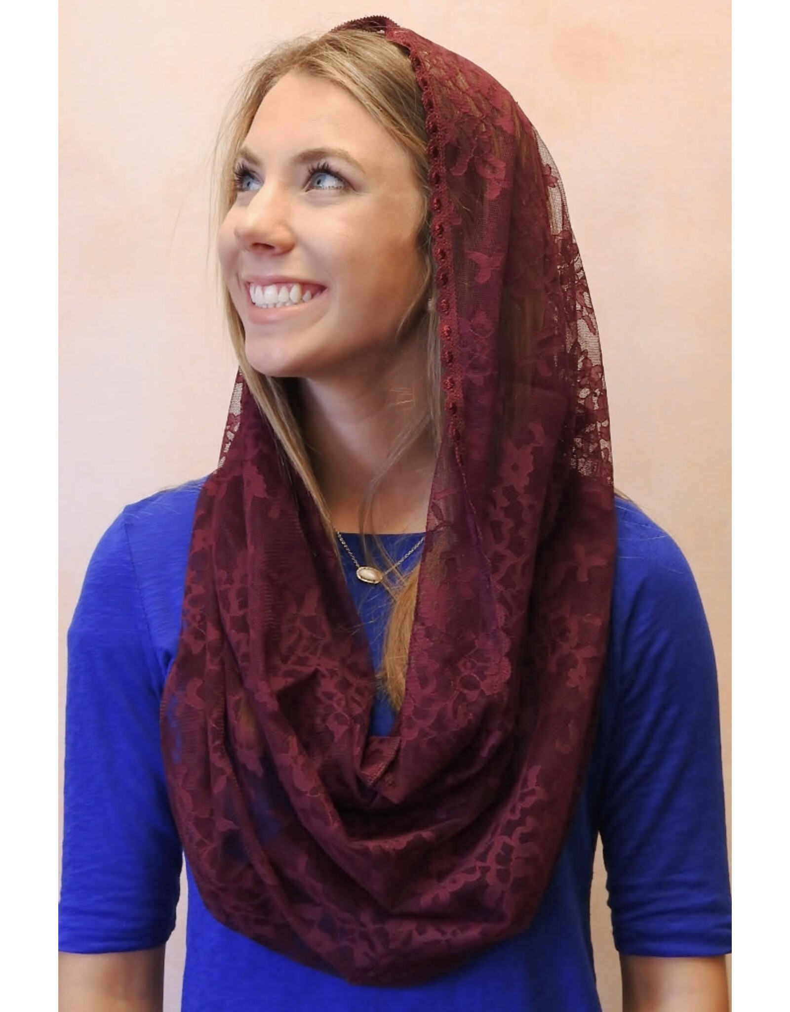 Veils by Lily Veil - Burgundy Lace Infinity Veil