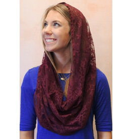 Veils by Lily Veil - Burgundy Lace Infinity Veil