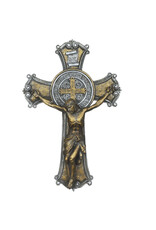 Roman Gold & Silver Benedictine Crucifix, 10.25"