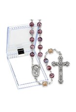 Hirten Rosary - Purple Swirl / Faux Pearl Glass Beads