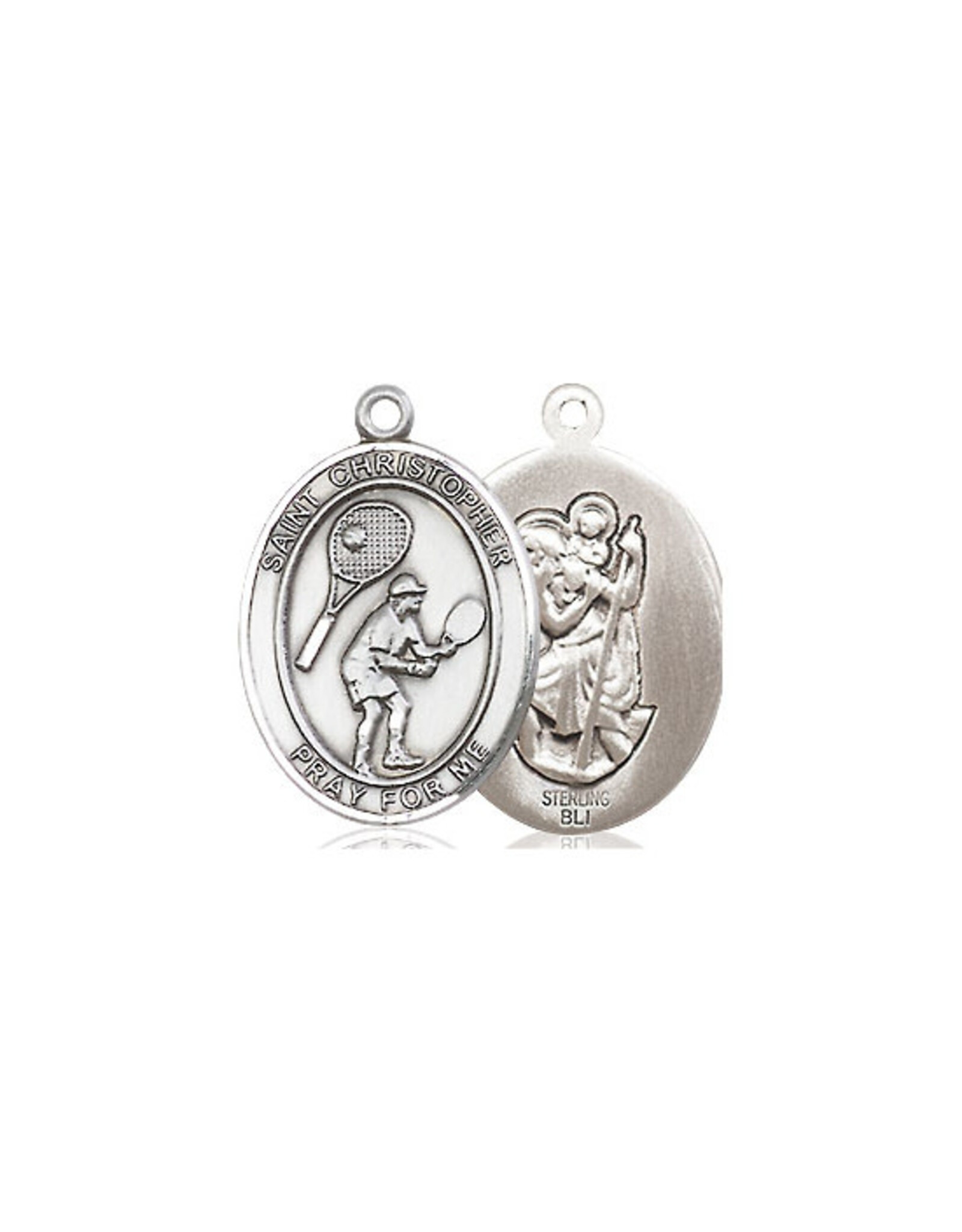 Bliss St Christopher Tennis Medal - Sterling Silver, Oval Patron Series