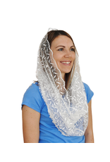 Veils by Lily Veil - Leaf Embroidery Infinity, White