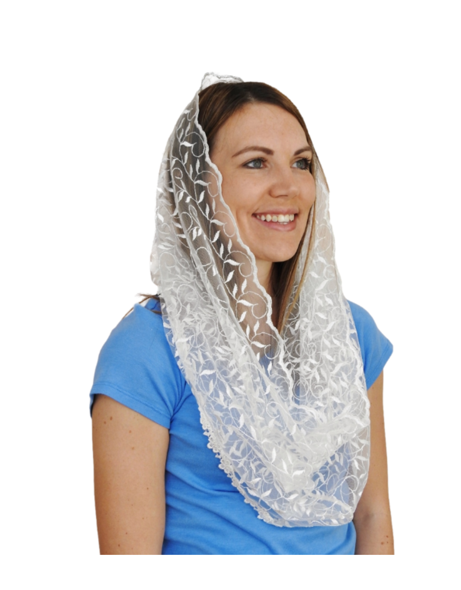 Veils by Lily Veil - Leaf Embroidery Infinity, White