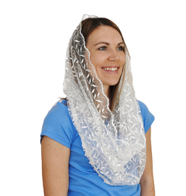Veils by Lily Veil - Leaf Embroidery Infinity, White