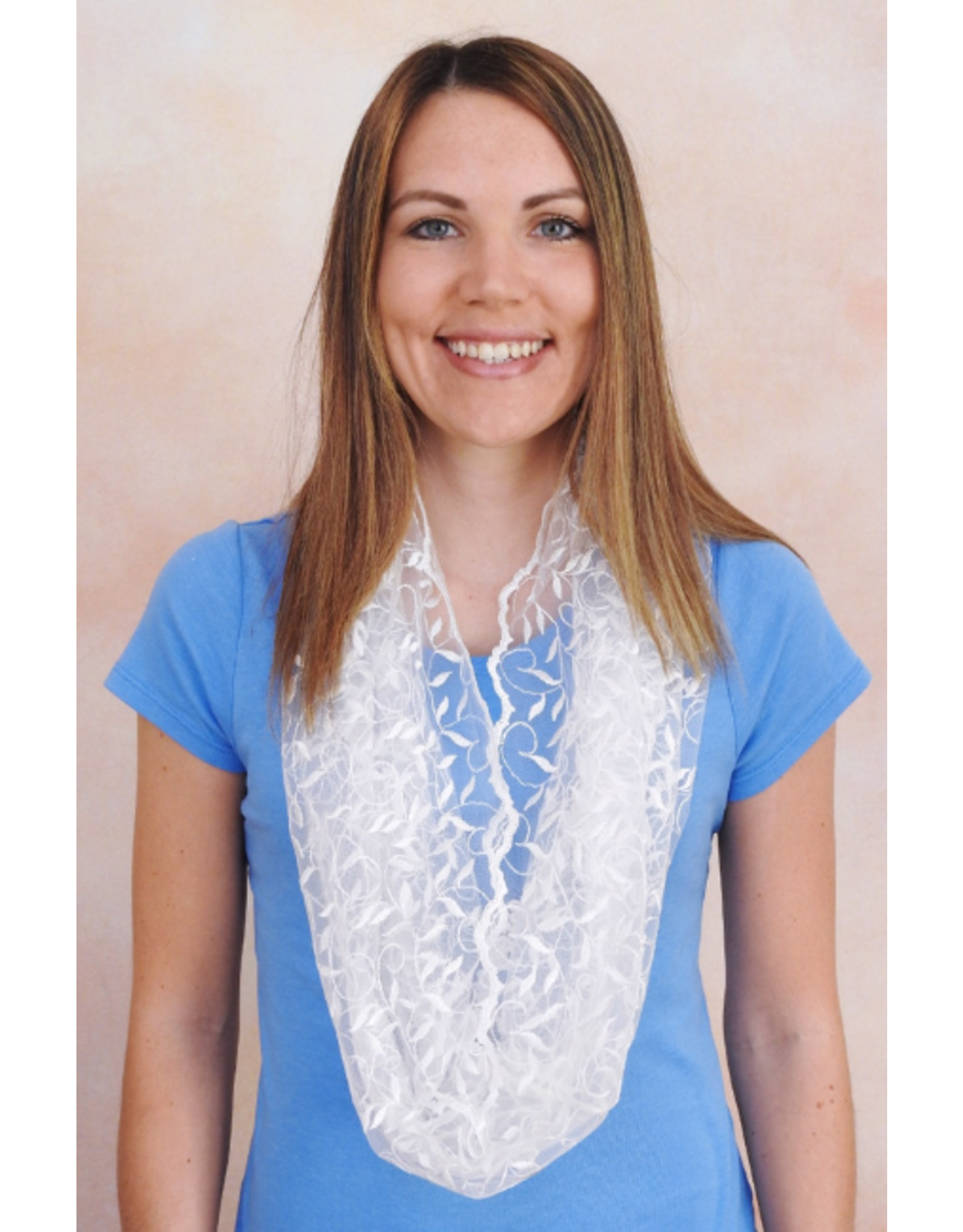 Veils by Lily Veil - Leaf Embroidery Infinity, White