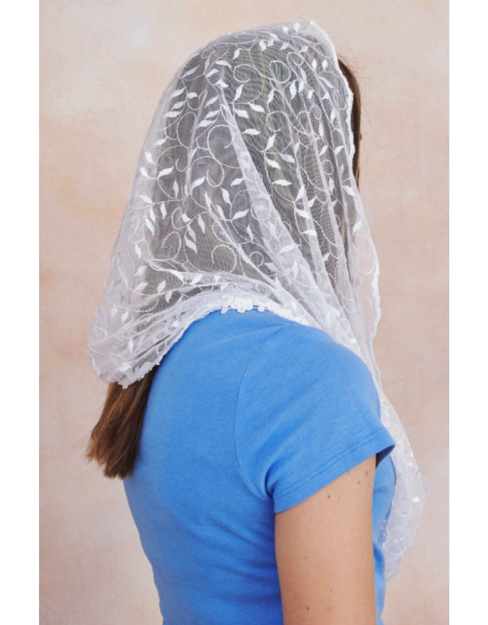 Veils by Lily Veil - Leaf Embroidery Infinity, White