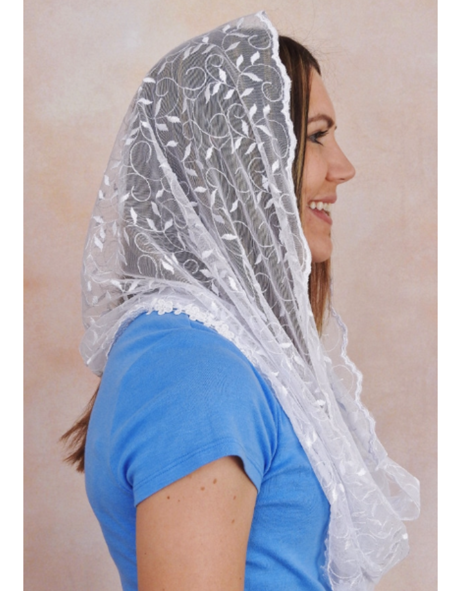 Veils by Lily Veil - Leaf Embroidery Infinity, White
