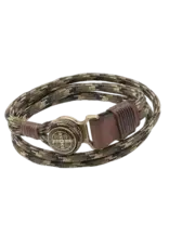 Lumen Mundi Men's Bracelet - St Benedict Leather & Camo Paracord