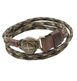 Lumen Mundi Men's Bracelet - St Benedict Leather & Camo Paracord