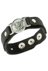 Lumen Mundi Men's Bracelet - Leather, St. Michael (Black)