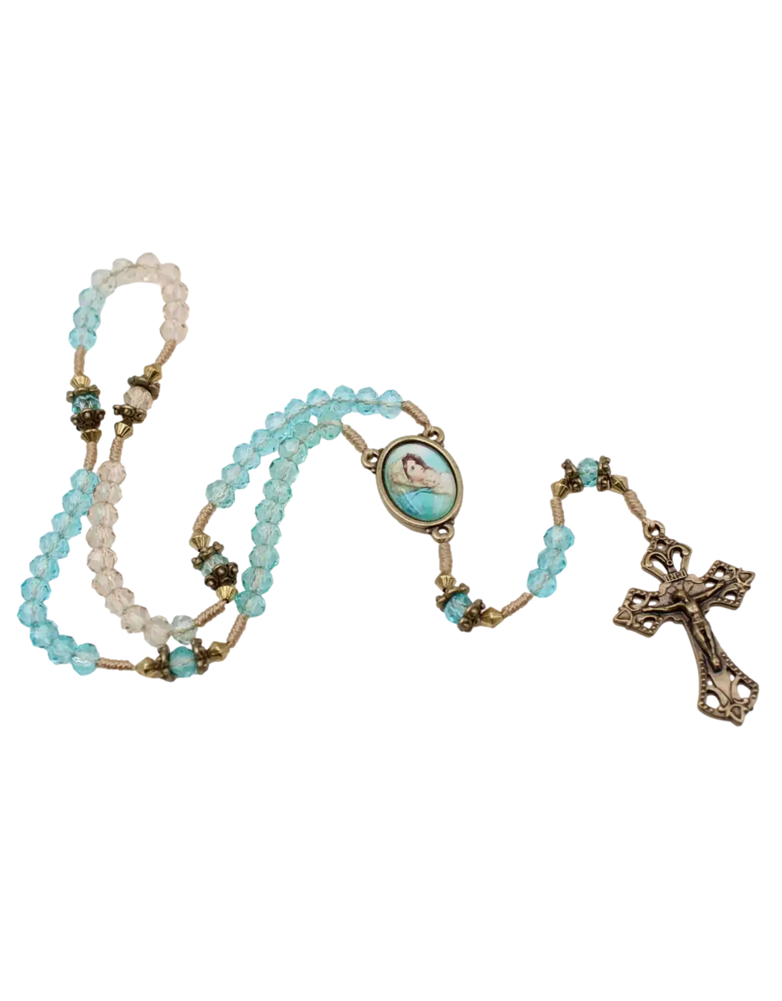 Lumen Mundi Rosary - Madonna of the Streets (Blue & Antique Gold)