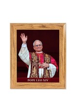 Hirten Walnut Framed  Art Print - Pope Leo XIV (10 x 12")