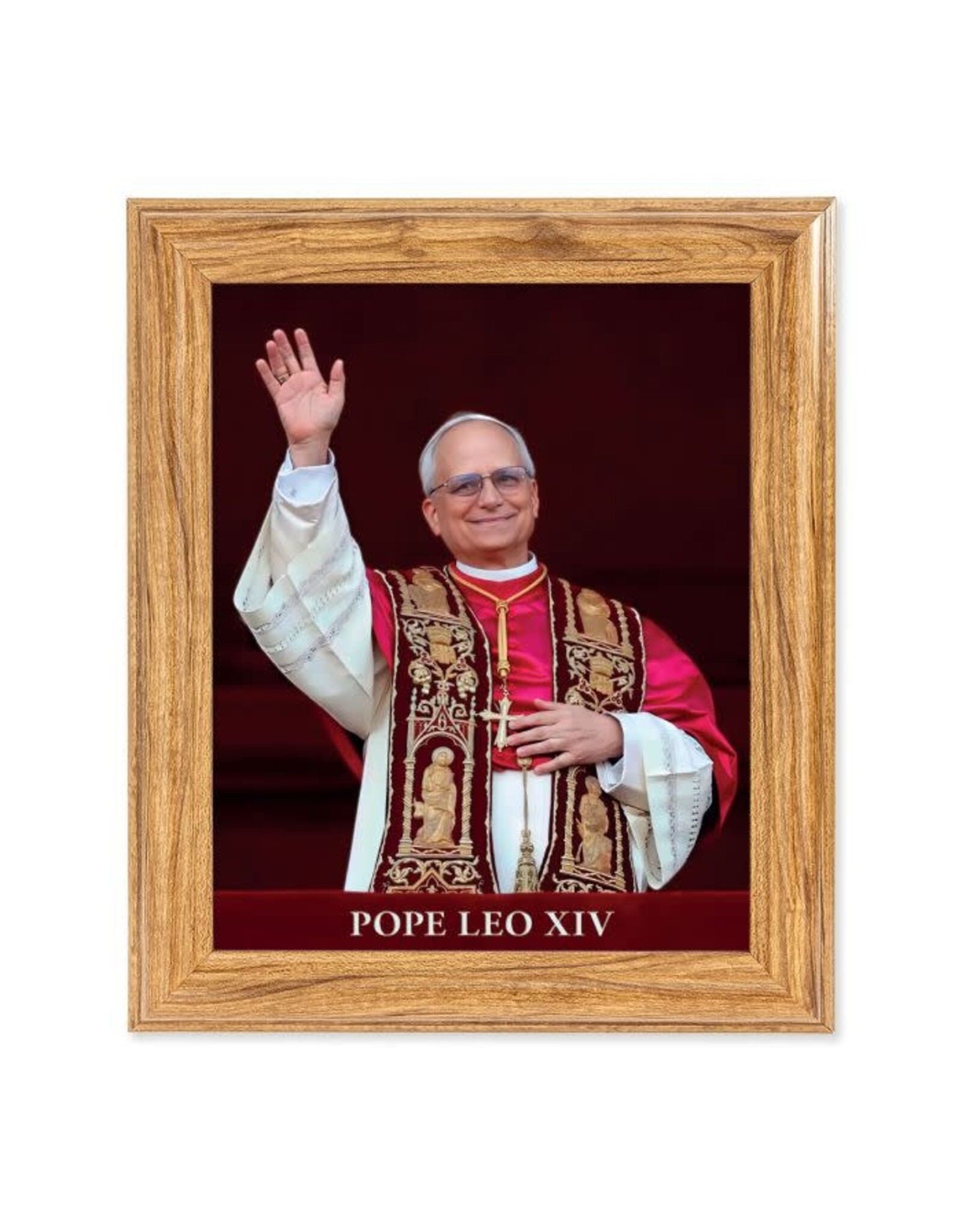 Hirten Walnut Framed  Art Print - Pope Leo XIV (10 x 12")