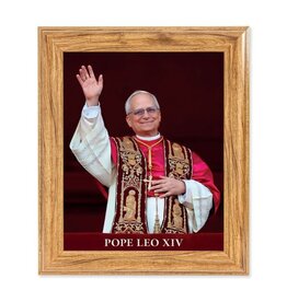 Hirten Walnut Framed  Art Print - Pope Leo XIV (10 x 12")