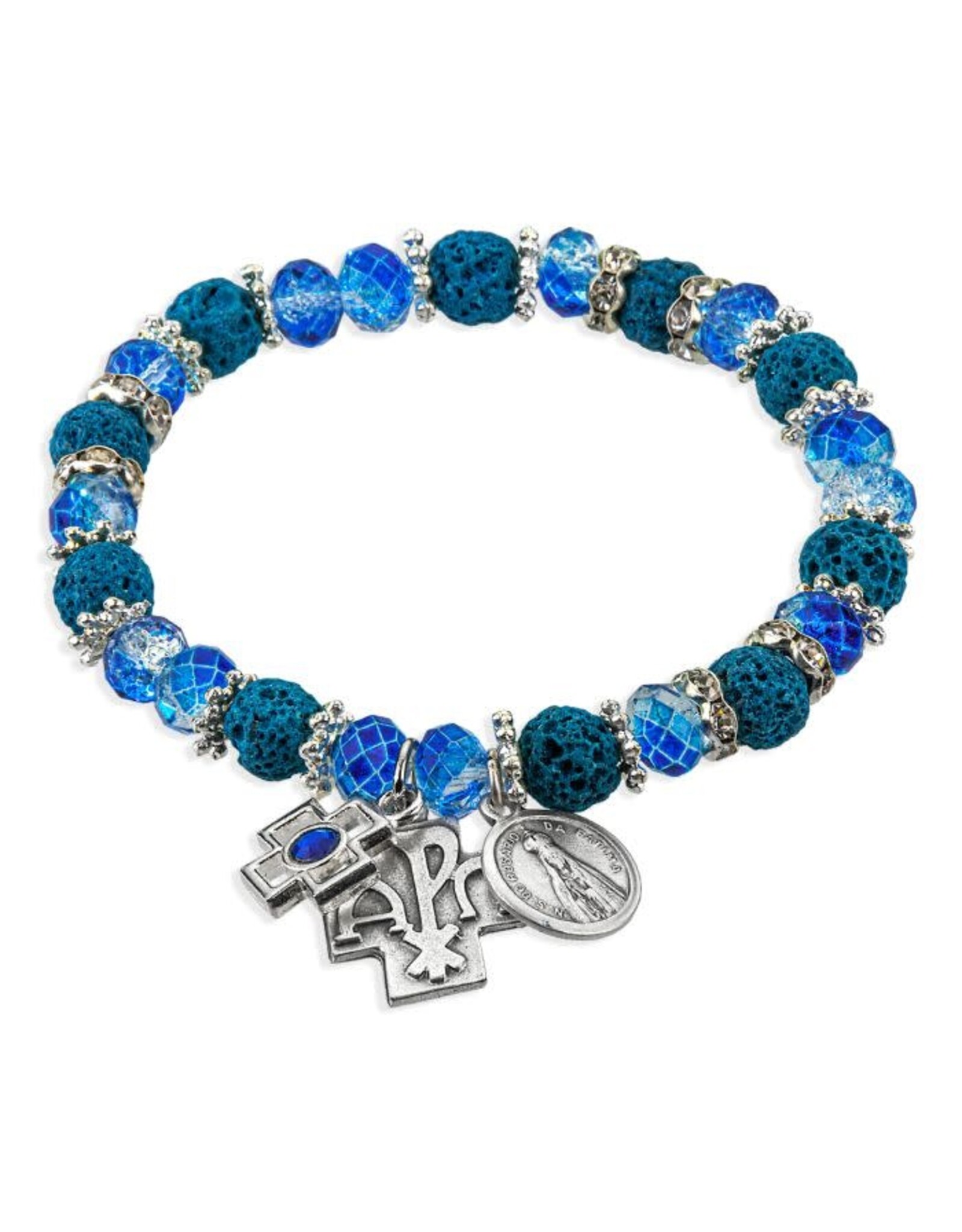 Hirten Rosary Bracelet "Miracles do Happen" Blue Beads