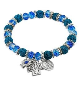 Hirten Rosary Bracelet "Miracles do Happen" Blue Beads
