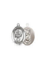 Bliss St Christopher Baseball Medal - Oval, Sterling Silver (Medium)