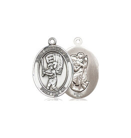 Bliss St Christopher Baseball Medal - Oval, Sterling Silver (Medium)