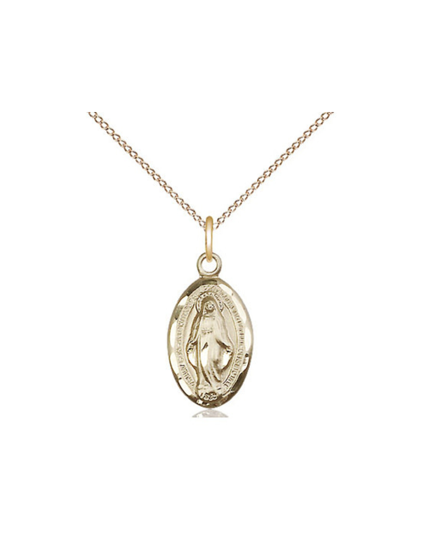 Bliss Miraculous Medal  on 18" Chain - 14kt Gold