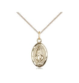 Bliss Miraculous Medal  on 18" Chain - 14kt Gold