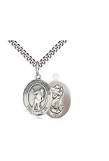 Bliss St. Christopher Lacrosse Medal (Sterling Silver) on 24" Rhodium Chain