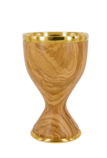 Elleci Chalice - Olive Wood, Gold Plated
