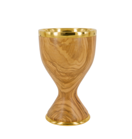 Elleci Chalice - Olive Wood, Gold Plated