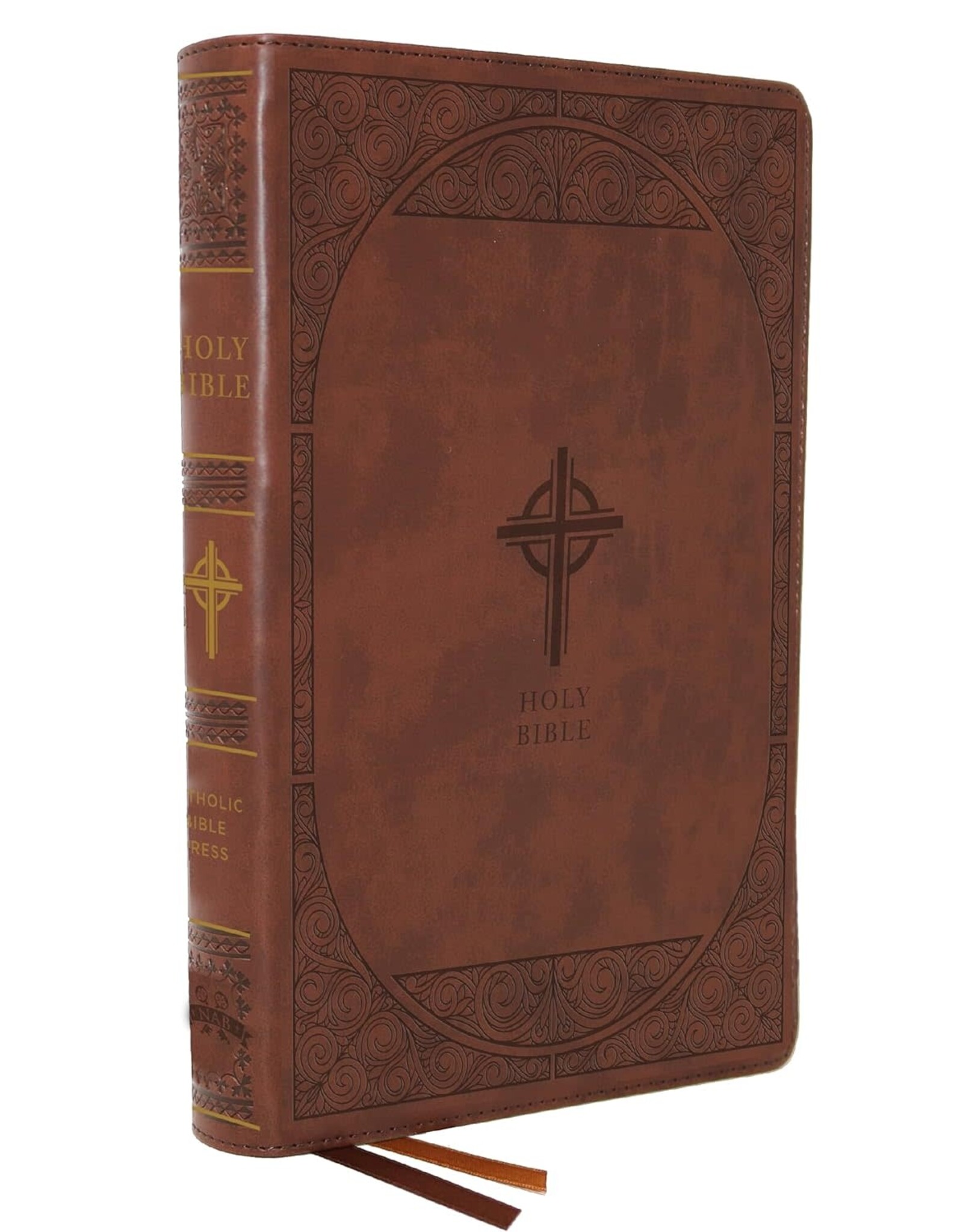 Catholic Bible Press NABRE Large-Print Catholic Bible, Leather-Look Brown, Thumb Indexed