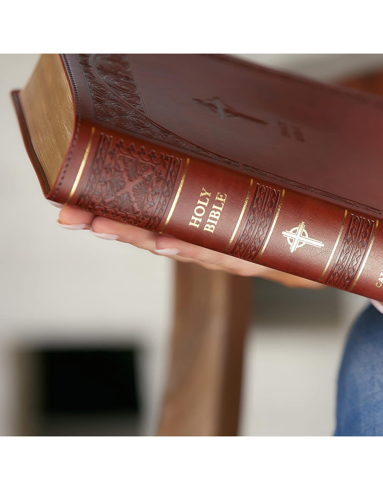 Catholic Bible Press NABRE Large-Print Catholic Bible, Leather-Look Brown, Thumb Indexed