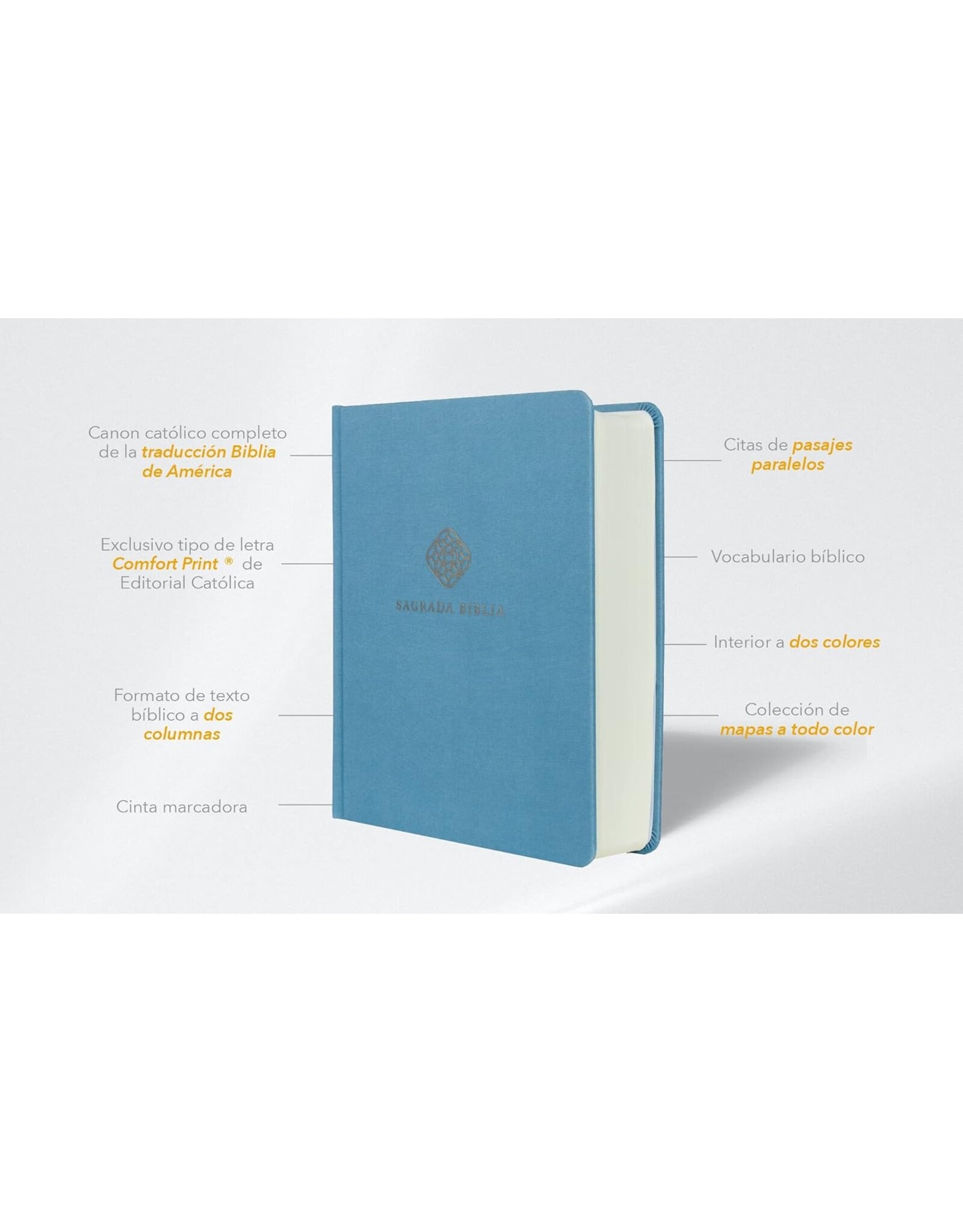 Catholic Bible Press Biblia Católica, Edición Para Notas, Tapa Dura/Tela, Azul, Comfort Print