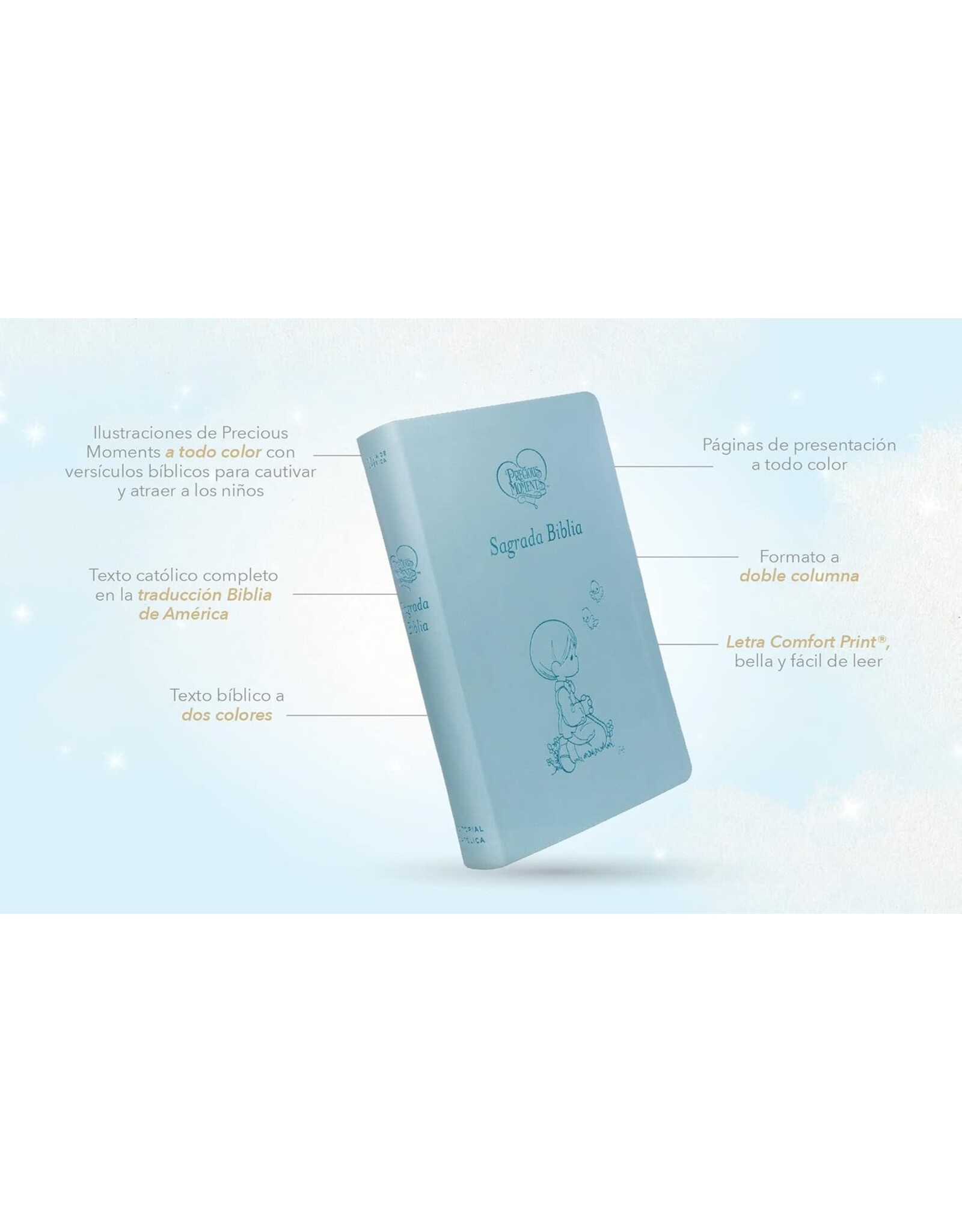 Catholic Bible Press Biblia Católica, Precious Moments(tm), Leathersoft, Azul Celeste, Comfort Print