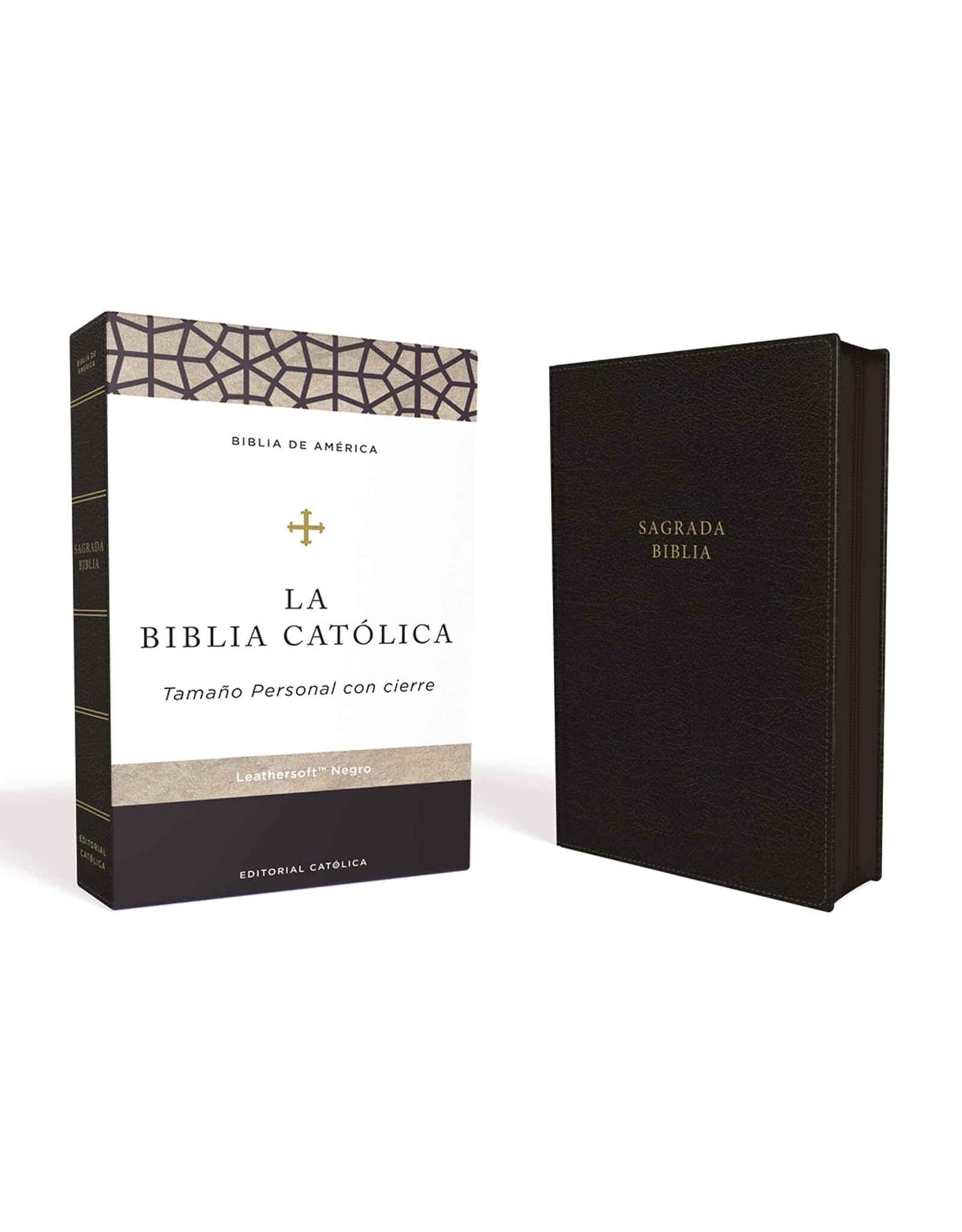 Catholic Bible Press Biblia Católica, Tamaño Personal, Leathersoft, Negra, Con Cierre, Comfort Print