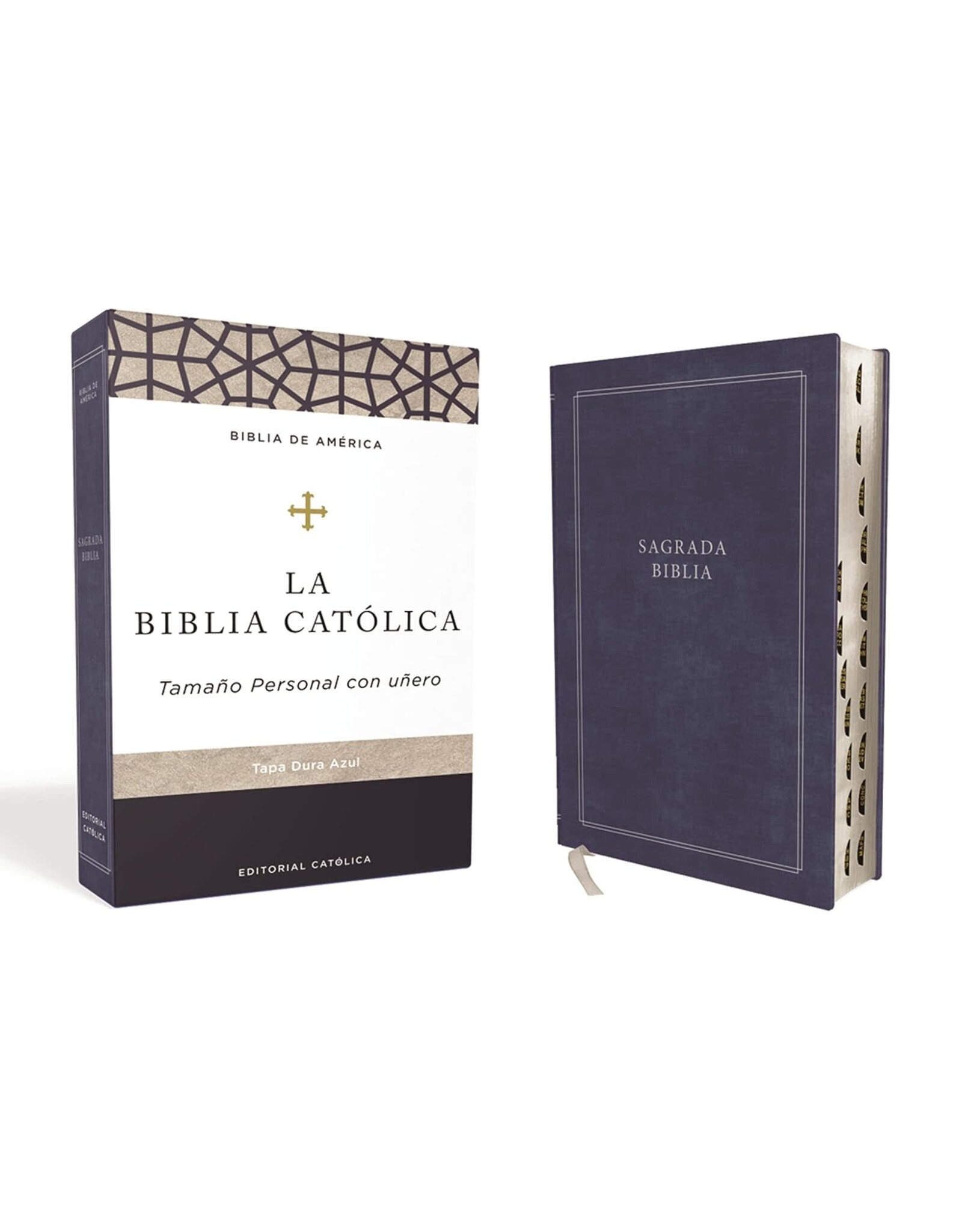 Catholic Bible Press Biblia Católica, Tamaño Personal, Tapa Dura, Azul, Con Índice, Comfort Print