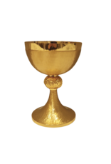 Elleci Chalice - Brass Hammered with 4 Evangelists Node, Gold Plated