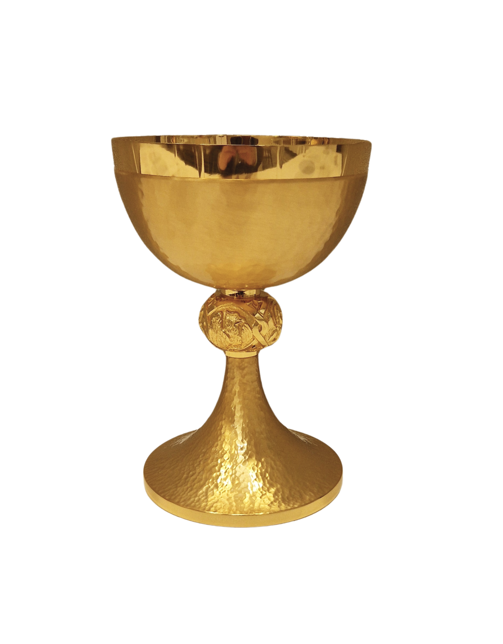 Elleci Chalice - Brass Hammered with 4 Evangelists Node, Gold Plated