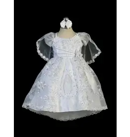 Tip Top Kids Baptism (Christening) Gown - Girl, Dress with Our Lady of Guadalupe Emblem, Organza Skirt and Bows