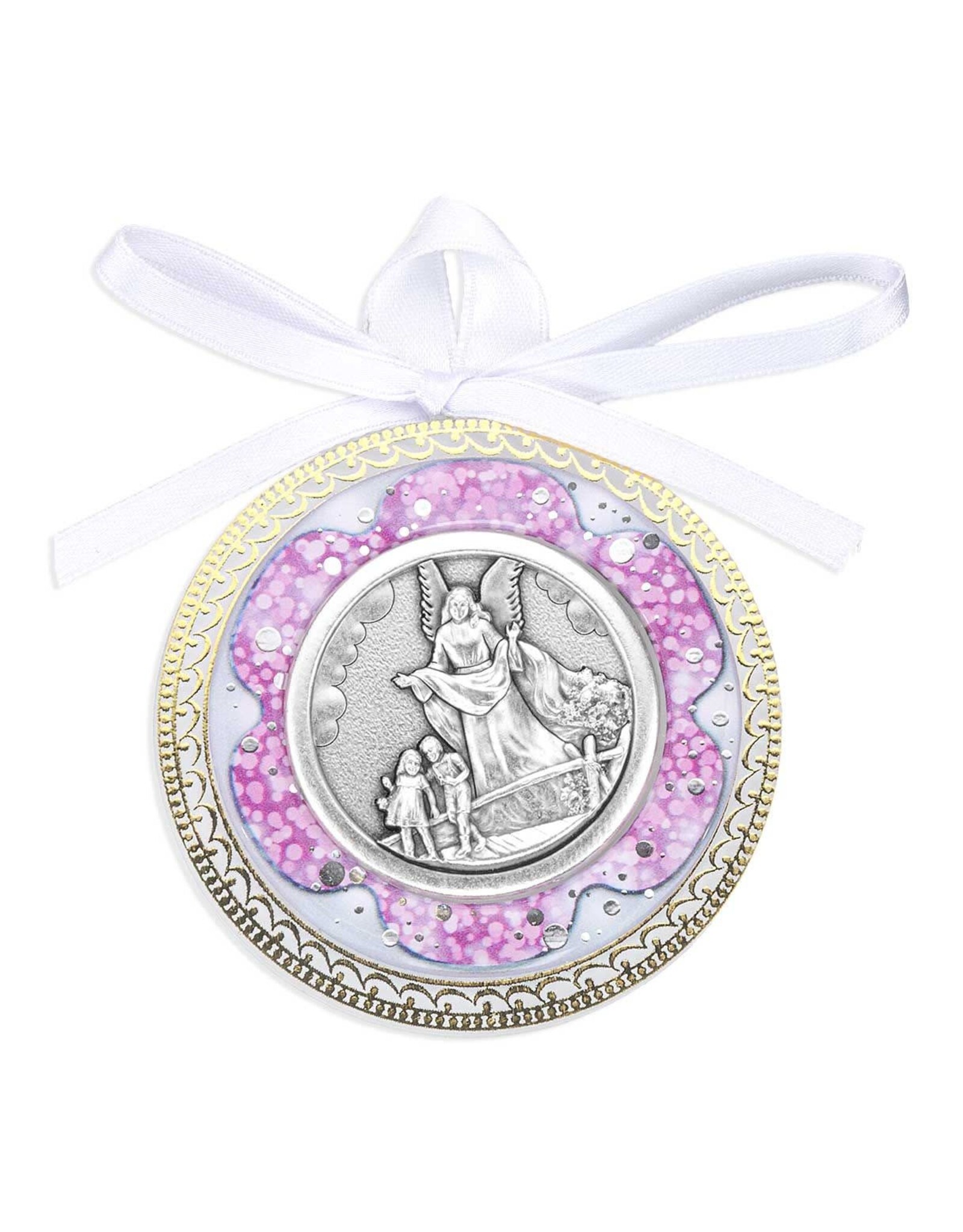 Hirten Crib Medal - Guardian Angel - Pink Shell