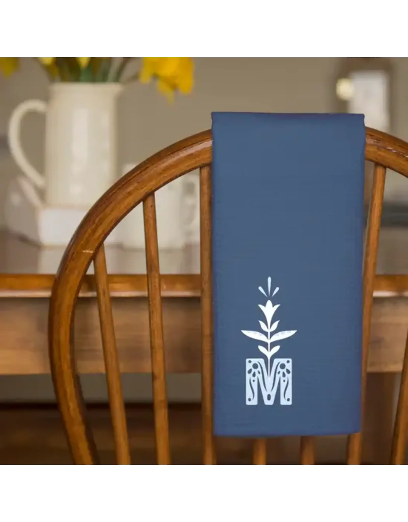 Sock Religious Dish Towel - Marian Monogram, Navy