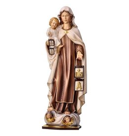 Ulpe Statue - Our Lady of Mount Carmel with Crown, Wood-Carved (19")