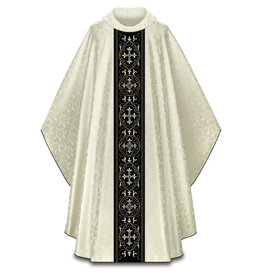 Slabbinck Chasuble, Gothic - Duomo Fabric, Stiff Roll Collar - Ecru (Off-White)