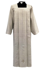 Solivari Alb in Arianna Mixed Wool Fabric with Banding & Embroidered Cross