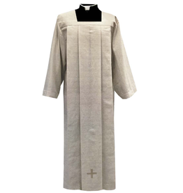 Solivari Alb in Arianna Mixed Wool Fabric with Banding & Embroidered Cross