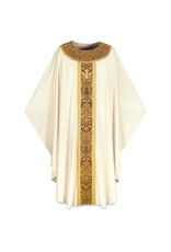 Slabbinck Chasuble - Brugia Fabric with Goya Damask Banding -